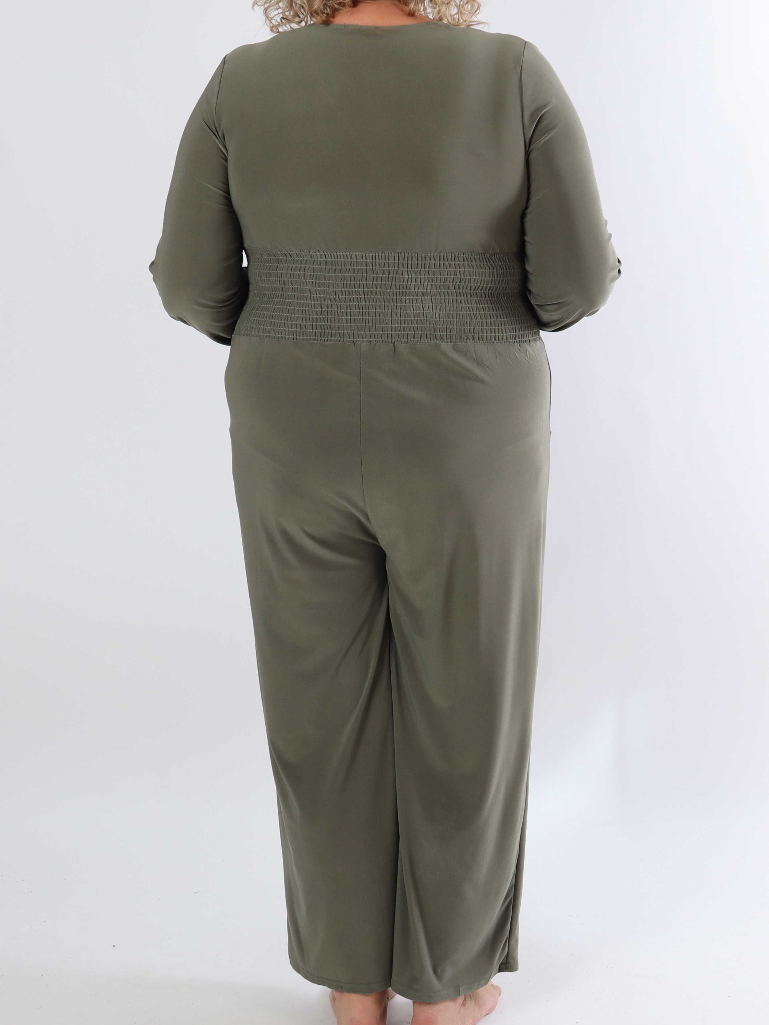 Pams Plain Jumpsuit L/S - Plain elastisk jumpsuit i storlekar